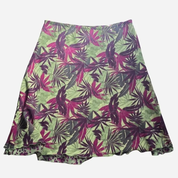 Y2K Vintage SKIRT Pink Green Cheetah Floral Boho 2000s Size Medium - Picture 2 of 4
